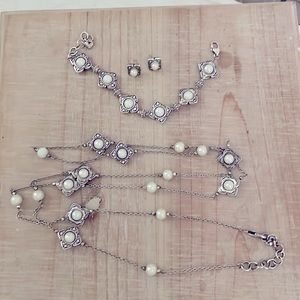 Brighton set includes long necklace, bracelet and earrings.